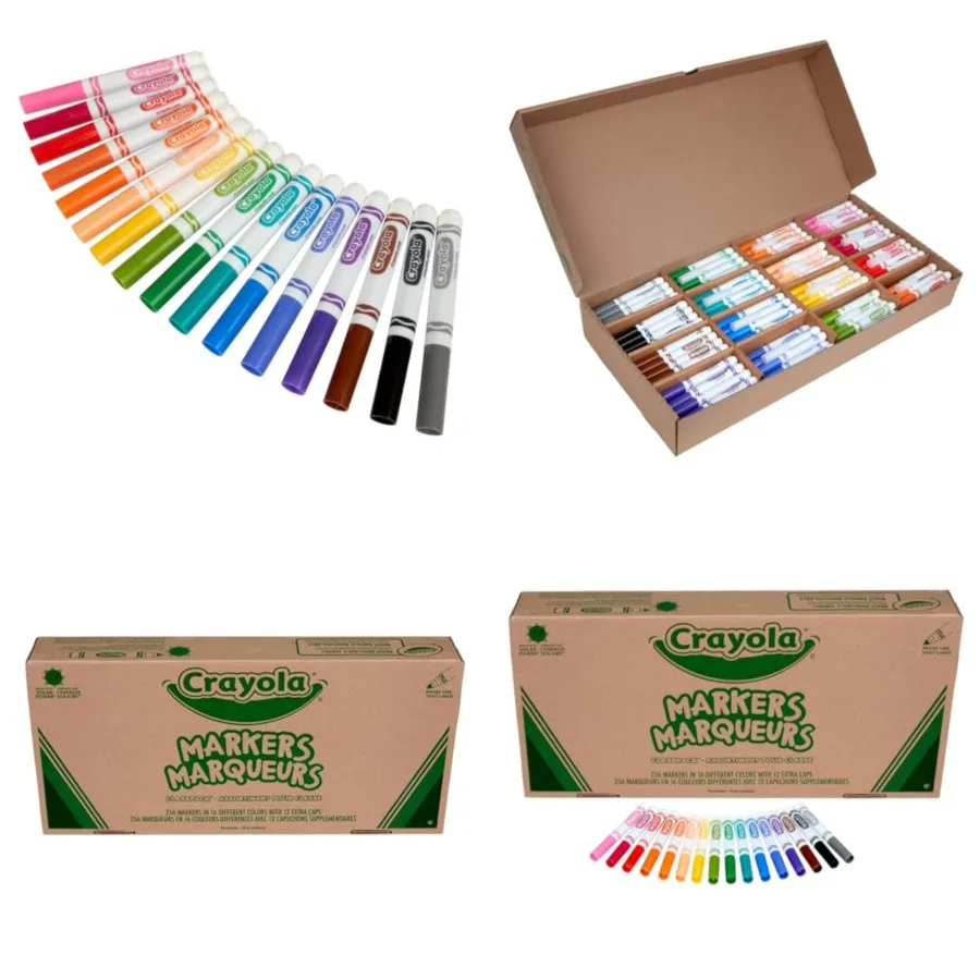 

Маркеры Crayola, широкая линия, классный рюкзак, 256 карат, объемные маркеры для художественных принадлежностей для школы, класса, необходимые вещи для дошкольников, детского сада