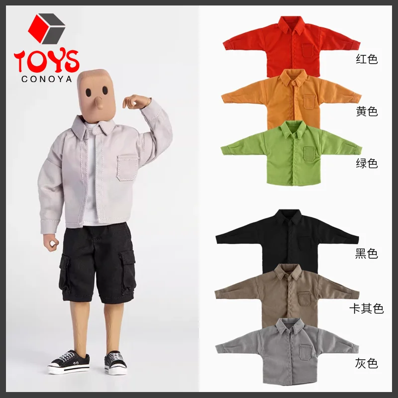 In Stock 1/12 Scale Solid Color Long Sleeved Shirt Clothes Model Fit 6