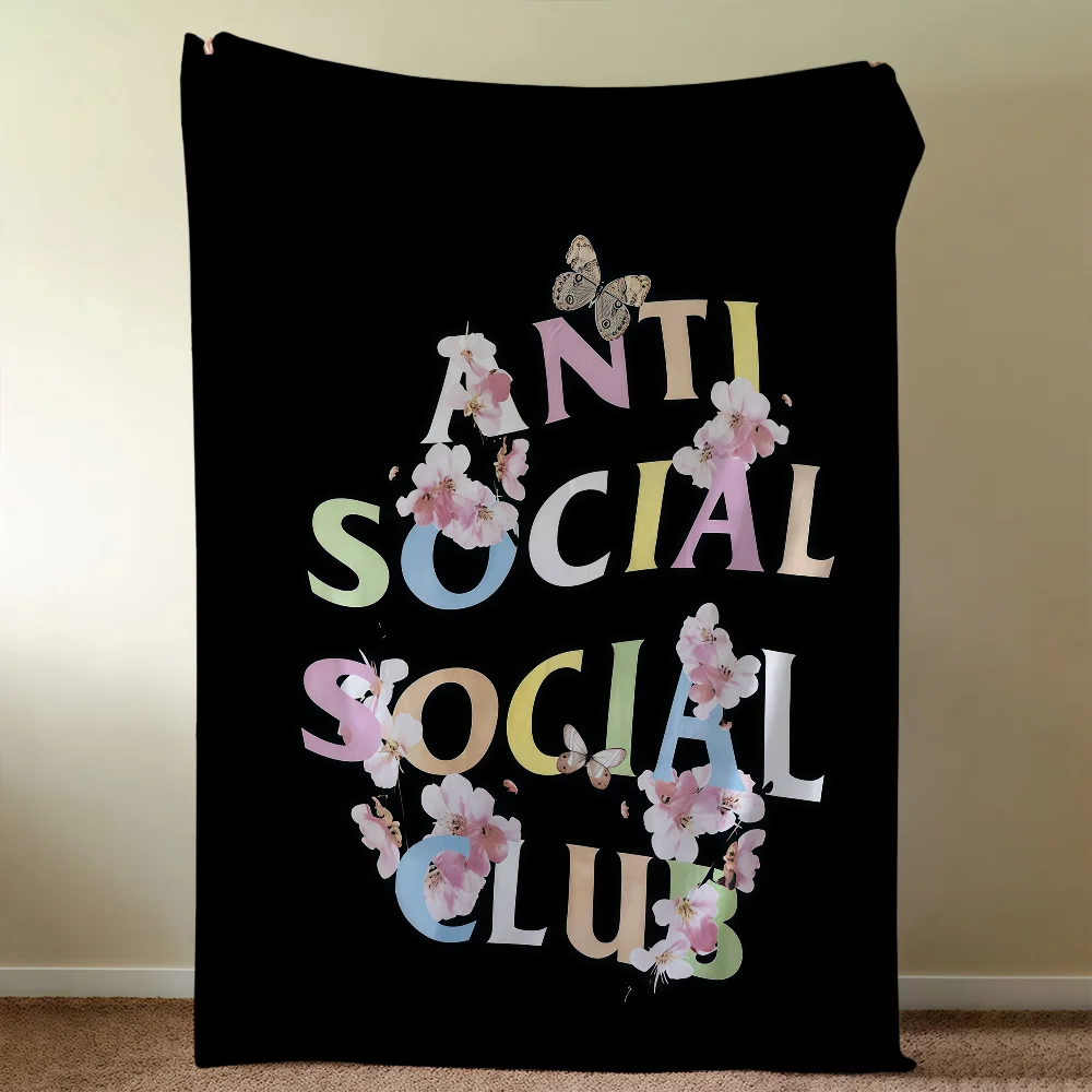 A-AntiS S-SocialS Club Blanket Throw Super Cosy Plush Living Room Sofa Couch Childish Birthday Gifts