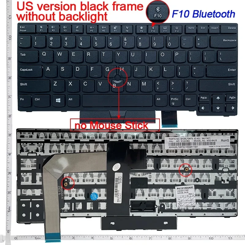 US Keyboard For ThinkPad A475 A485 T470 T480 PN 01HX339 01HX379 01HX299 01HX328 01HX368 01HX408 01AX364 01AX405 01AX446