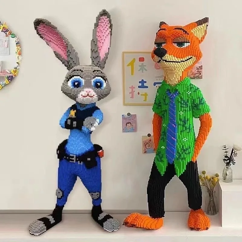 2026 de nouveau haut 112CM surdimensionné fou animal ville Judy lapin Nick renard bloc de construction jouets pour enfants puzzle ornement