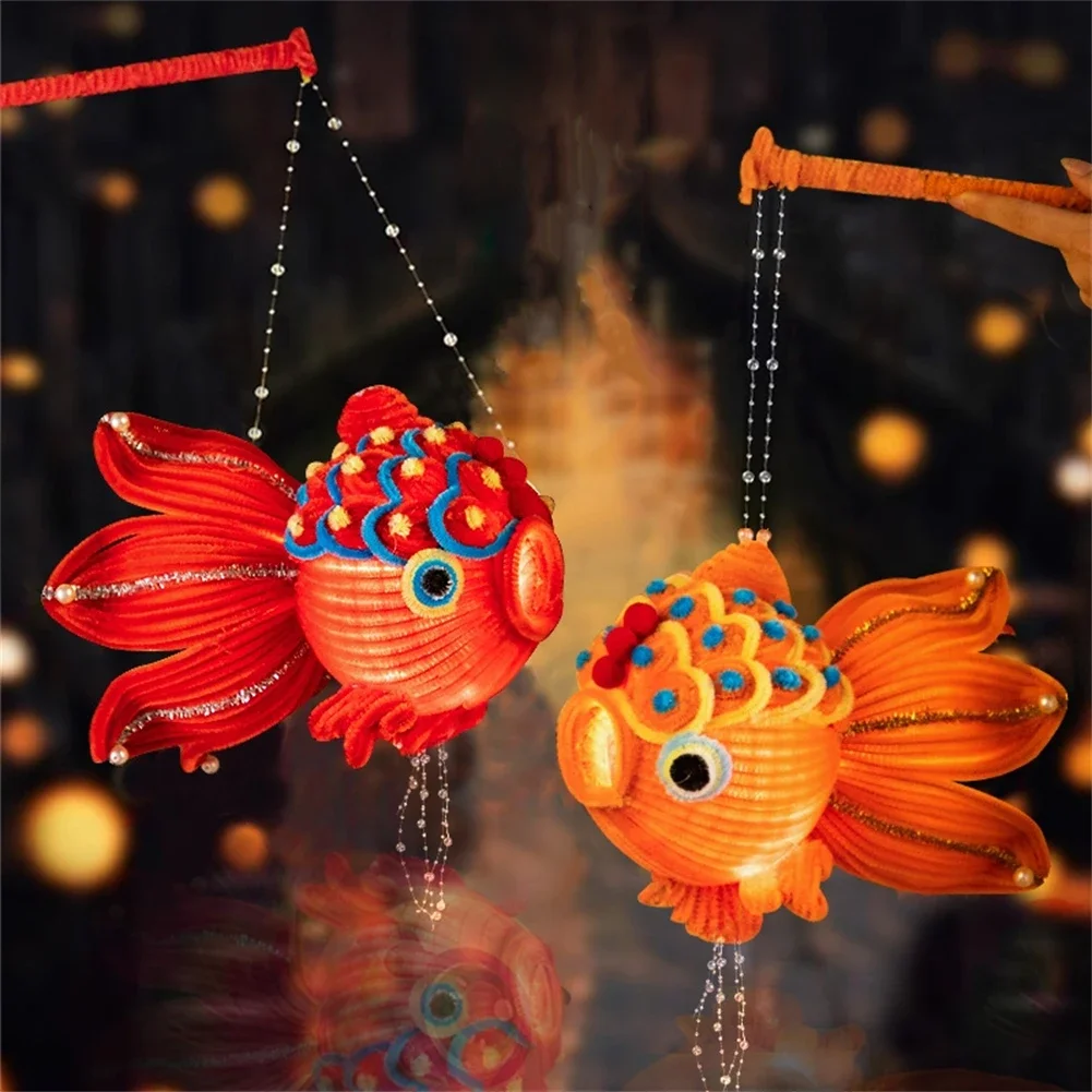 Handheld Chinese Fish Decoration Distinctive Fish Lanterns Set For Autumn Festival And Lanterns Celebration LED Light DIY Decor