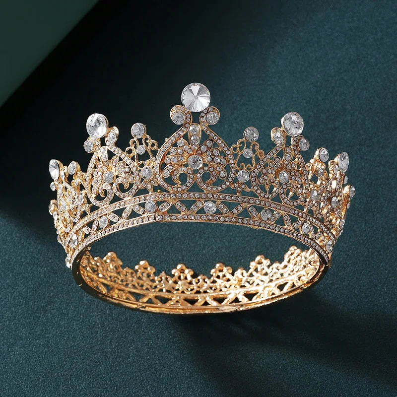 Bridal Crown Golden Wedding Hair Accessories Crystal Rhinestone Bride Wedding Tiaras and Crowns Headpiece Diadema Hair Ornament image 2