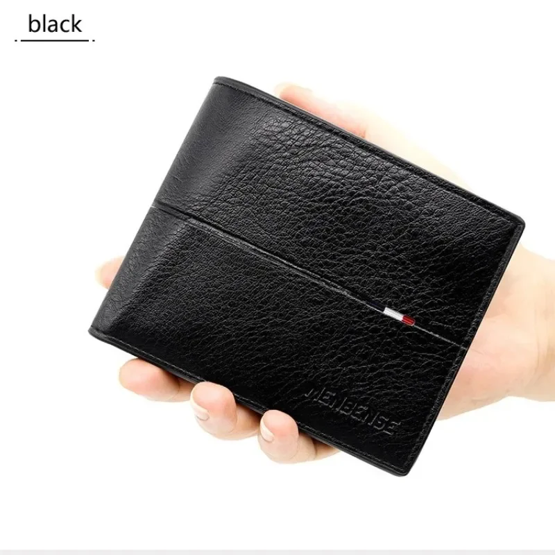 Короткие мужские кошельки, тонкий держатель для кредитных карт, RFID-блокировка, водонепроницаемый кожаный кошелек, классический карман для монет, черный мужской кошелек, кошельки