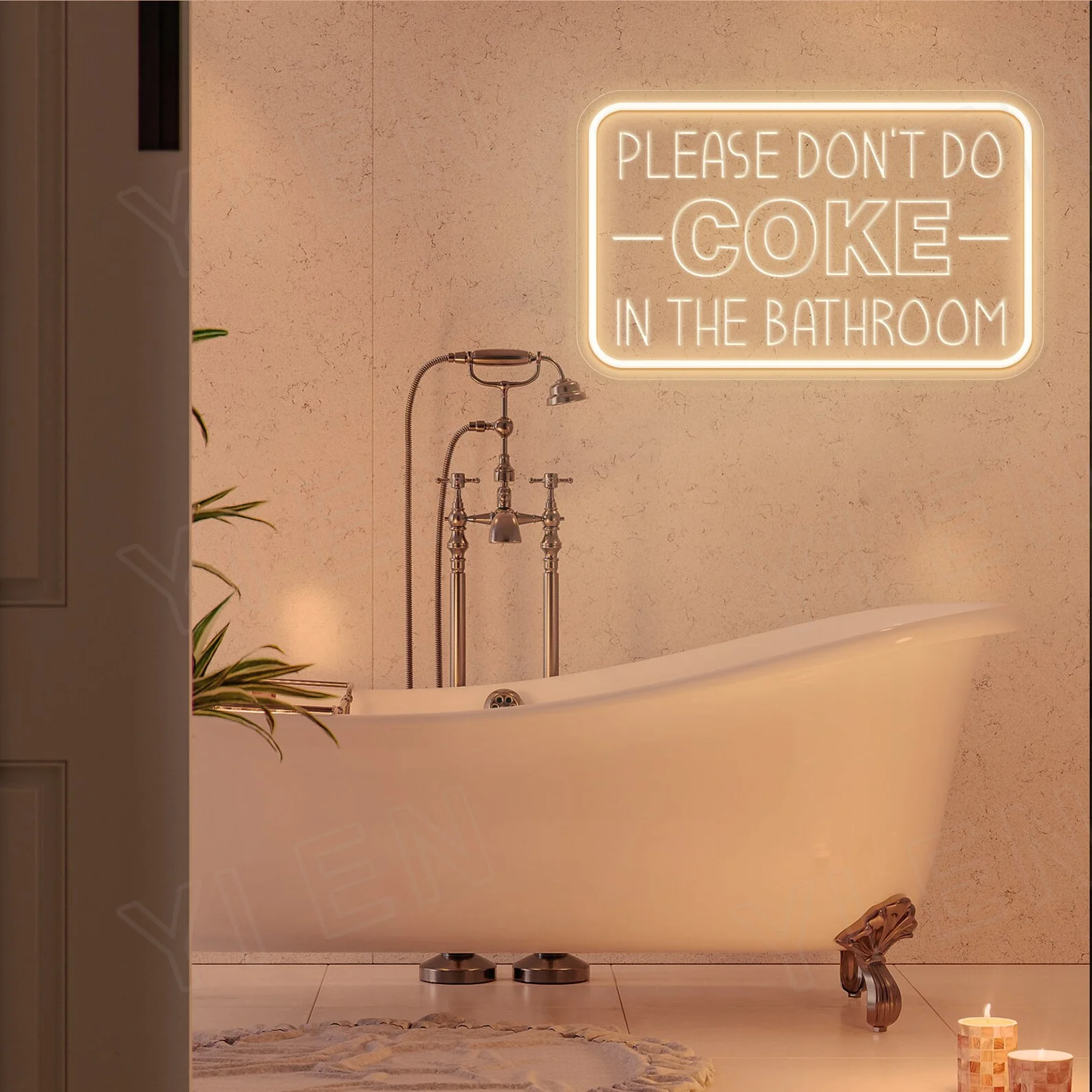 3D Please Don't Do Coke in The Bathroom Neon Sign, USB Personalized Gifts, Engrave Neon Sign for Bedroom, Custom Neon Sign