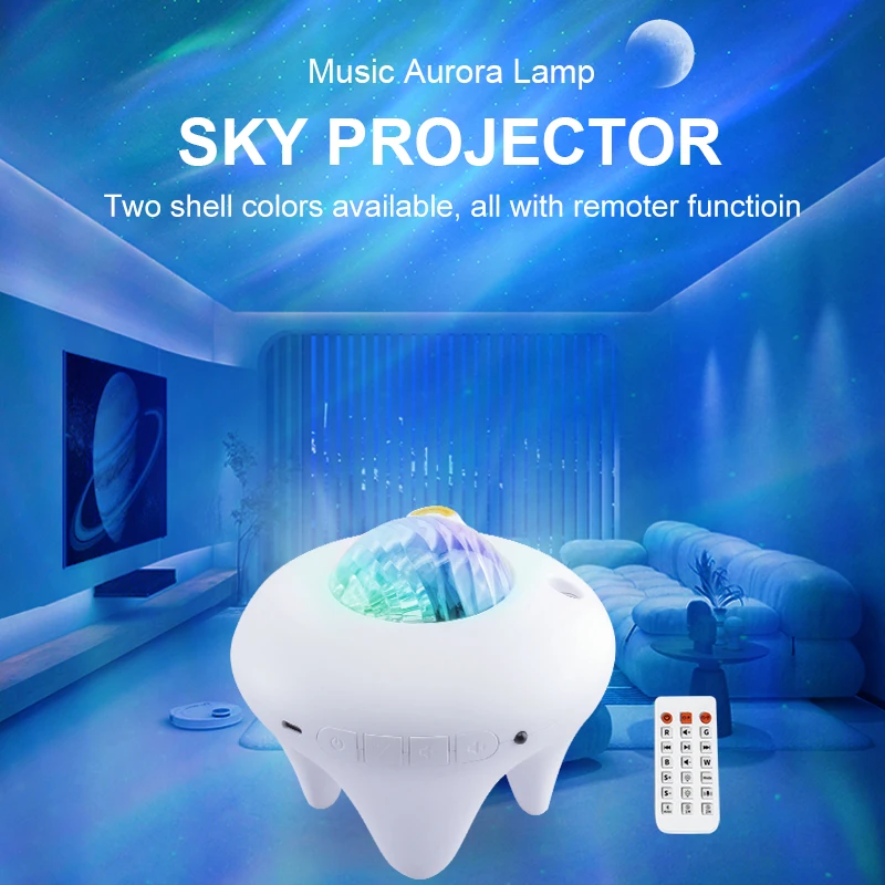 

Romantic Northern Lights Aurora Projector Starry Sky Night Light Star Moon Lamp With Speaker Bedroom Party Decor Gift Christmas