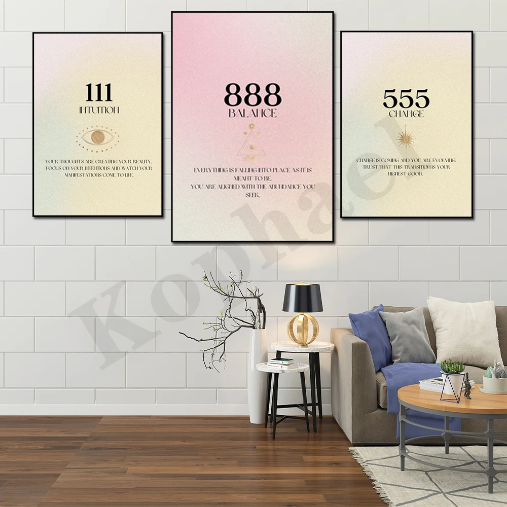 Engelszahlen Wandkunst 111 bis 999 Vintage Halo bedruckbares Poster