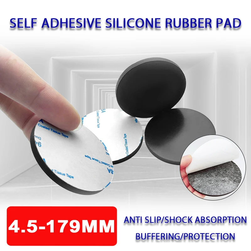 

4.5-179mm Round Self Adhesive Silicone Rubber Feet Pad Anti-skid Pads Cushion Spacer Gasket Foot Mat