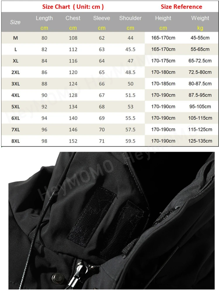 Parka acolchoada longa masculina, jaqueta com capuz, casaco quente, outwear grosso, outwear clássico, plus size, 8XL, 7XL, inverno