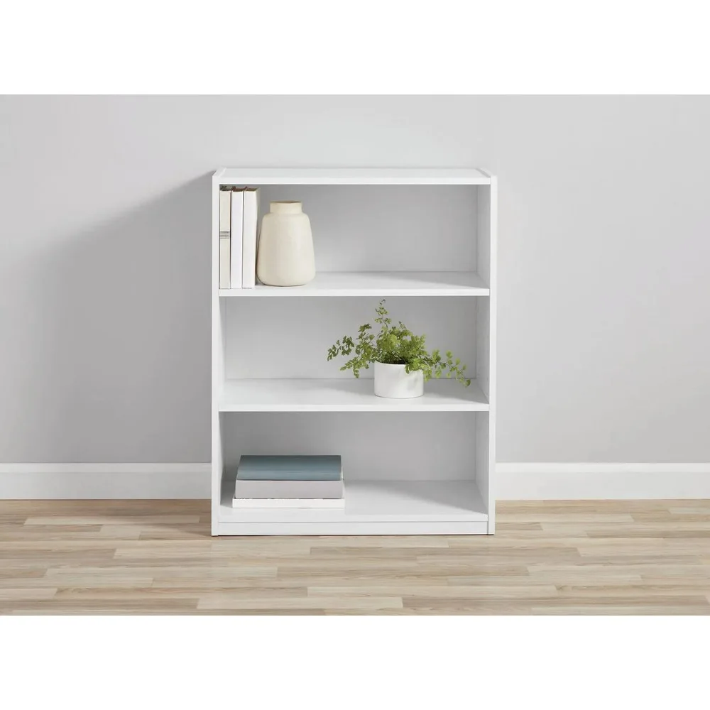 

3-Shelf Bookcase with Adjustable Shelves,Perfect for books, important papers and files, White