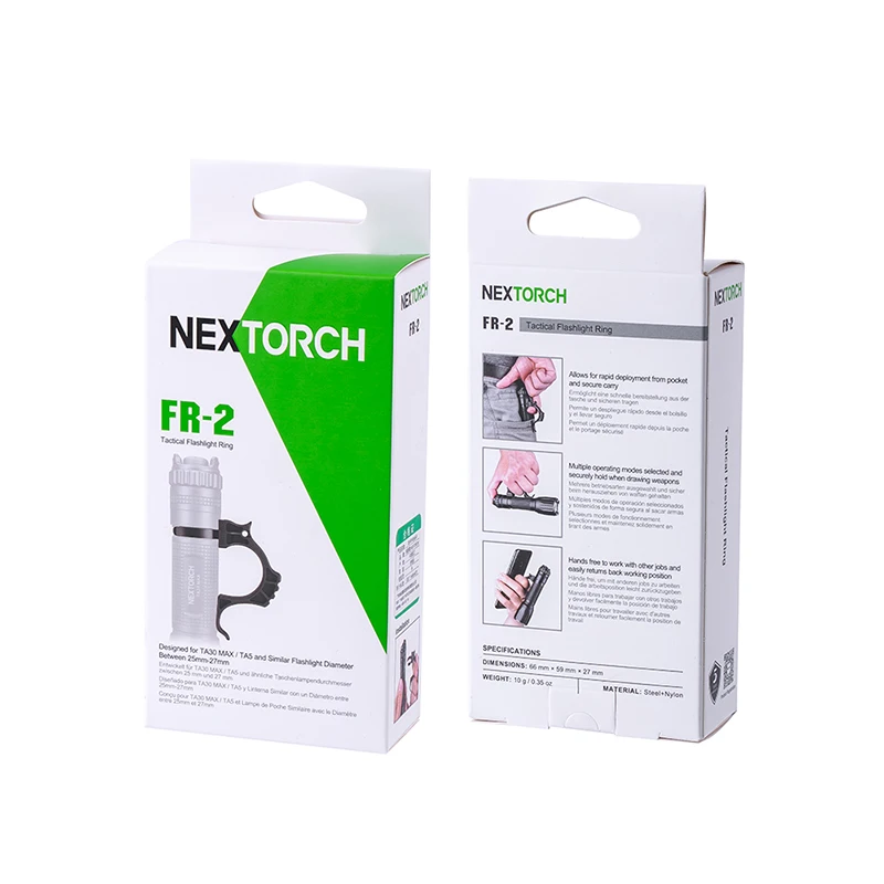 Nextorch FR-2 taktyczny pierścień latarki, kompatybilny z latarką o średnicy od 25 do 27mm, wykonany ze stali i nylonu