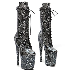 Leecabe  Snake 20CM/8inches Pole dancing shoes High Heel platform Boots closed toe Pole Dance boots