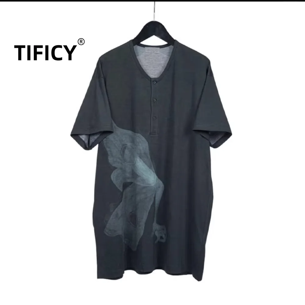 

Dark Style Tees T-shirts Tops High Street Men's 20ss Printed Short Sleeved Casual Loose T Shirts Fit Men Clothing