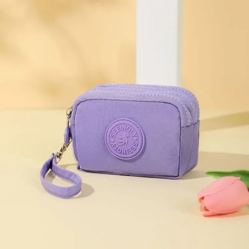 Solid Three Layers Zipper Coin Bags Purse Large Capacity Wallet Pouch Card Holder Bank ID Credit Card Keys Earphone Storage Bags