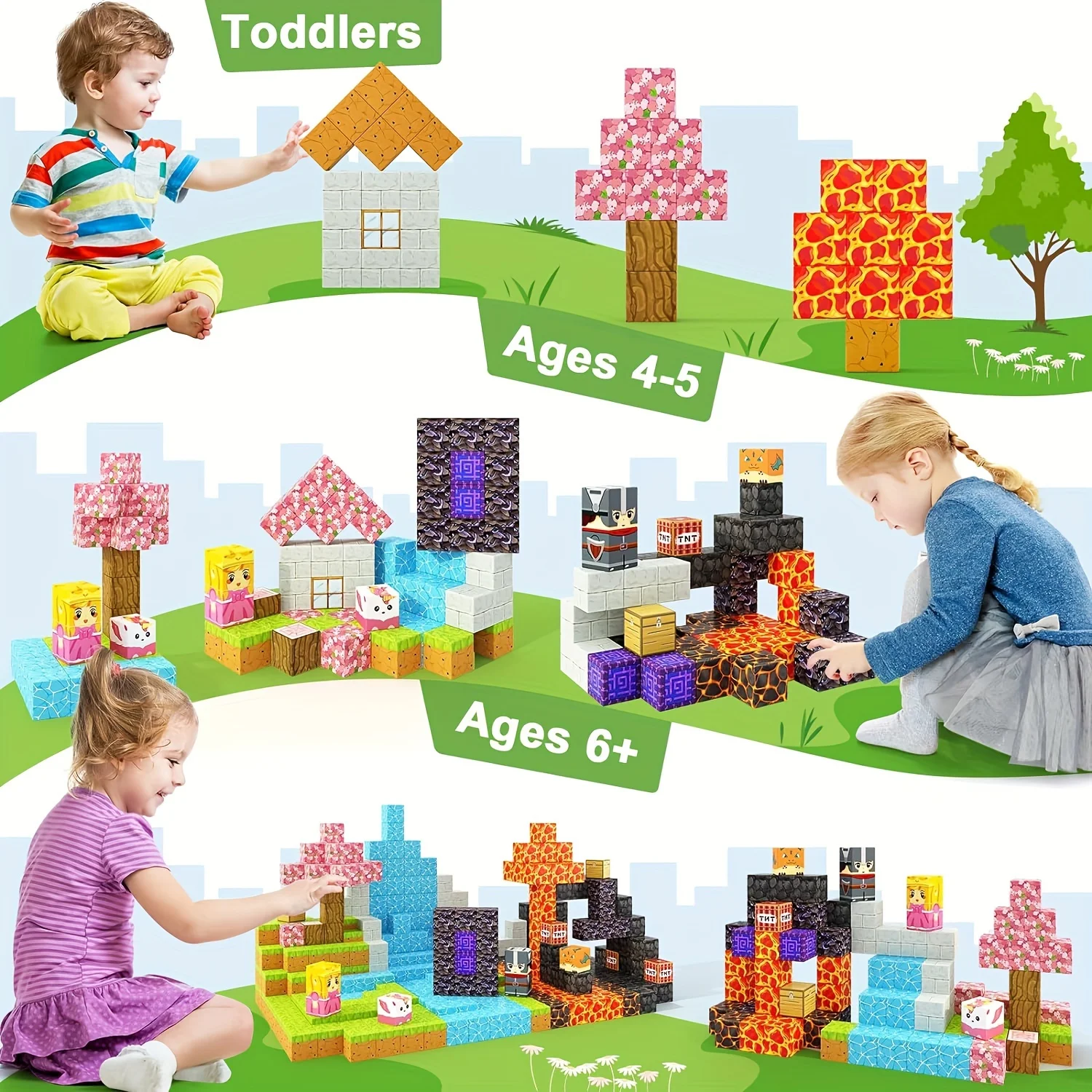 Creative Magnetic Building Blocks Bricks My Famous Scene World Model Tech Kids Toy for Friends Boys Girls Christmas Gifts