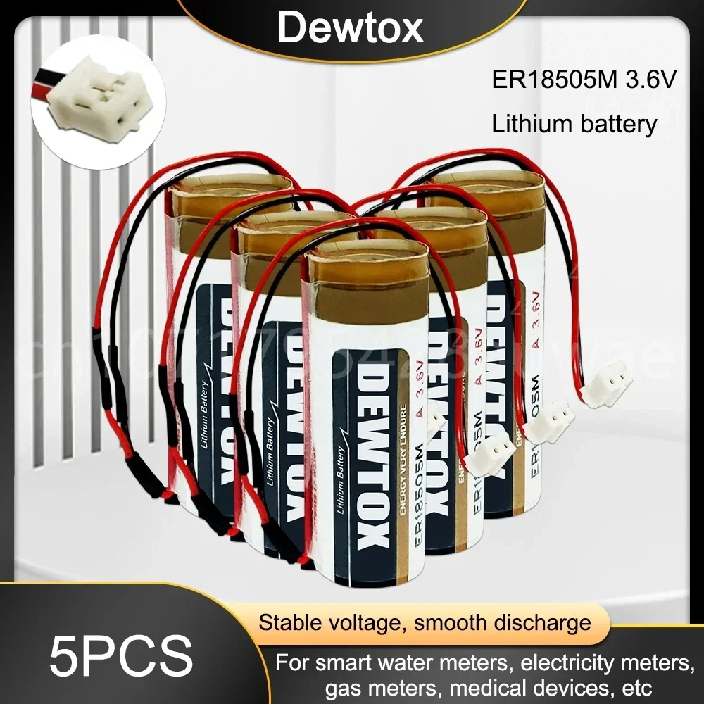 5PCS NEW Original ER18505M Lithium Battery 3.6V 3500mah ER18505 18500 PLC Control With White Battery