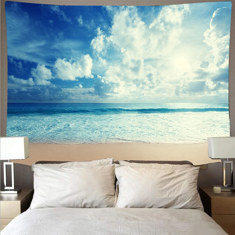 Aqua Sea Home Decor Tapestry Endless Sea Bedroom Living Room Backdrop Decor Home Decor Aesthetics Kids Room Decor