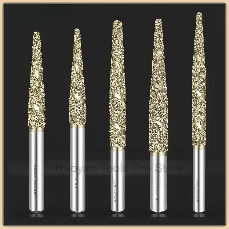 1 Piece CNC Marble Bluestone Sandstone Taper Ball End Mill Relief Round Carving Stone Brazed Diamond Engraving