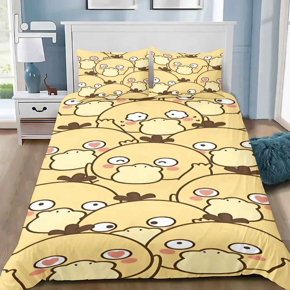 Duvet Cover Pillowcase Bedding Set Cartoon Psyducks Adult Boy Girl Bedroom Decoration Children Gift Single Double Large Size