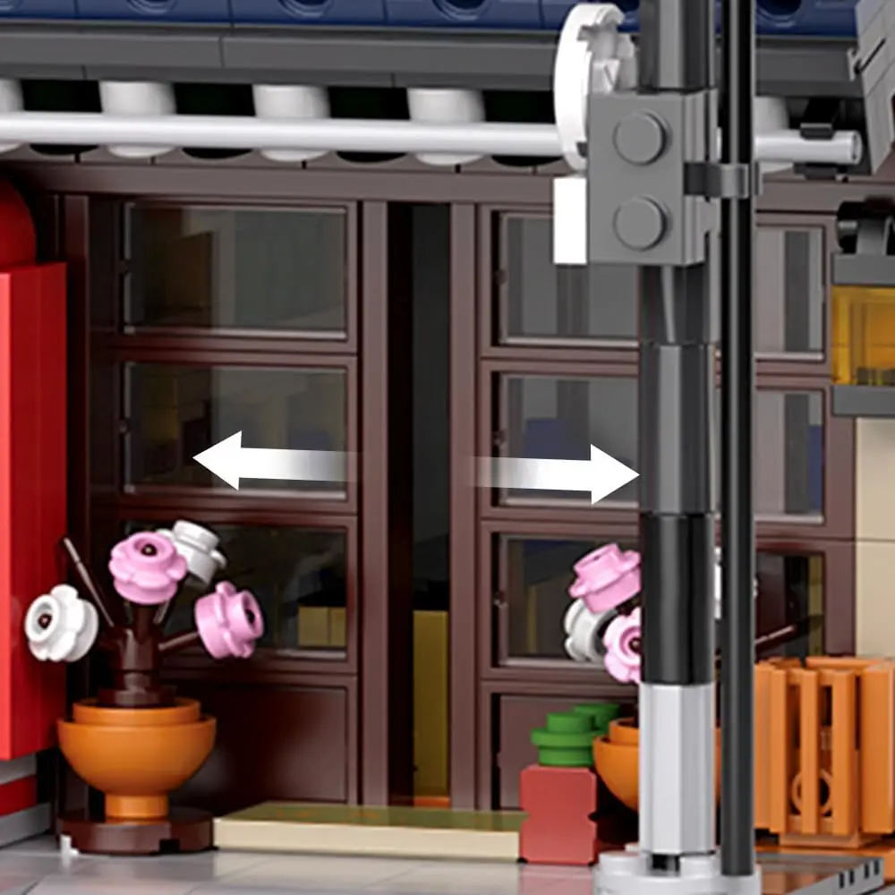 Party Favors  Japanese Tea House Mini Building Set with LED - Japanese Street View Simulation Architecture Construction ,Mini Brick 1219pcs，Incompatible with LEGO view 5