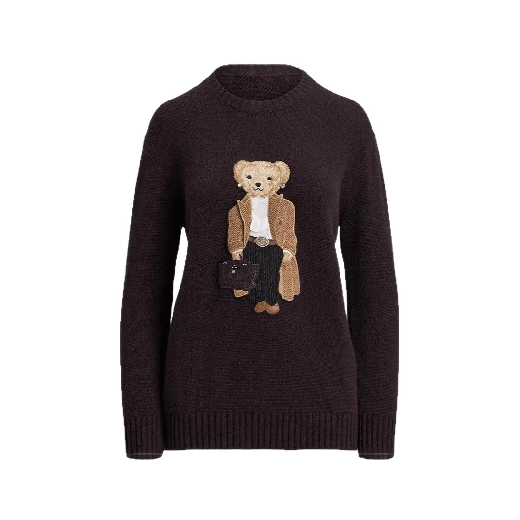 Retro Faion grensoverschrijdende gebreide trui rond Ne katoenen borduurtop leeftijdverlagend cartoonontwerp herfst winter nieuwe collectie