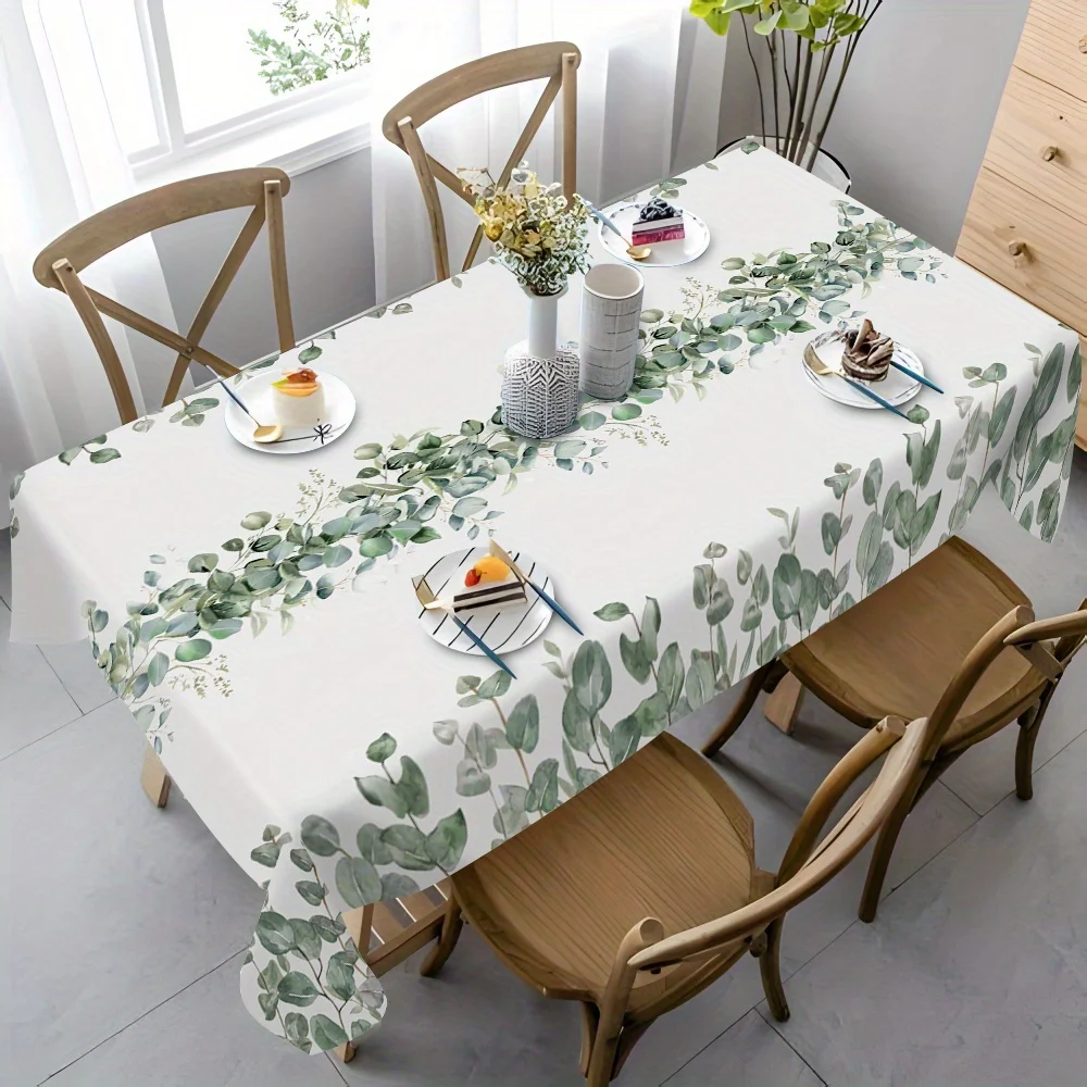 Sage Leaf Rectangle Tablecloth for Table Decor Spring Summer Eucalyptus Leaves Kitchen Dining Table Cloth Holiday Party Decor