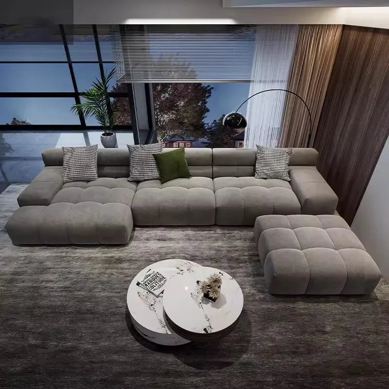 

【Best-selling】Modern Sectional Fabric Reclining Sofa Set L-Shape Corner Sofa For Apartment And Villa Living Room Nordic Design