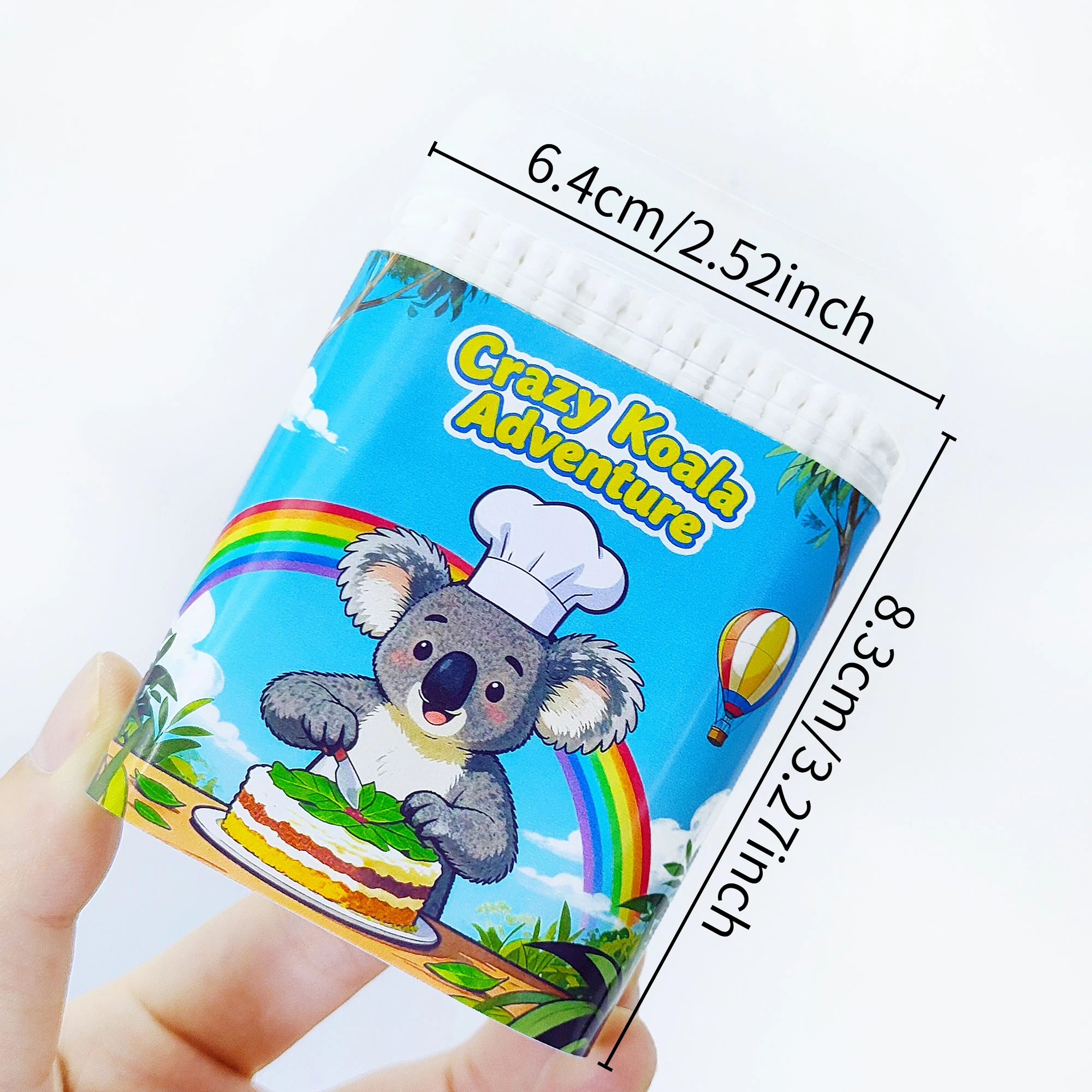 200개/600개 코알라 테마 면봉 다기능 양면 면봉 나사형 원형 면봉.