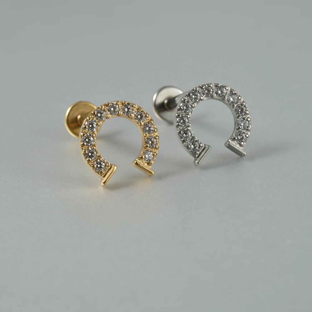G23 Titanium Threadless Push In Labret Lip Rings