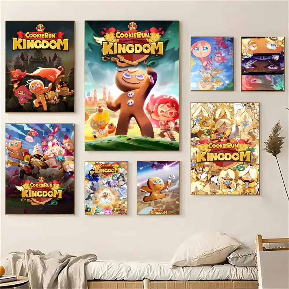 CookieRun Kingdom Game Cute Fantasy Poster Self-adhesive Advanced Aesthetic Printing Paper Wall Art for Living Room Home Decor