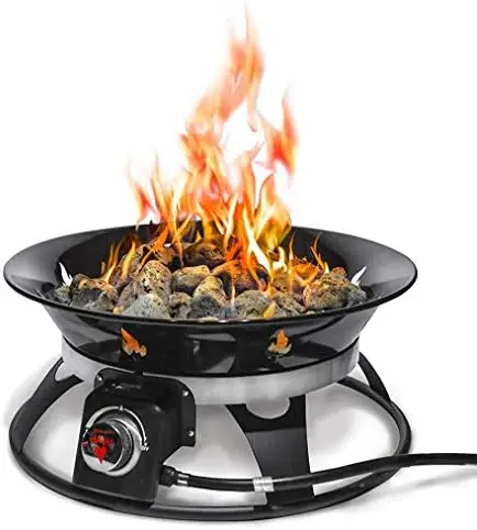 Portable Propane Fire Pit, 21-inch, 58,000 with Fire Pit Cover & Carry Kit, Smokel Gas Firebowl | Perfect for Camping
