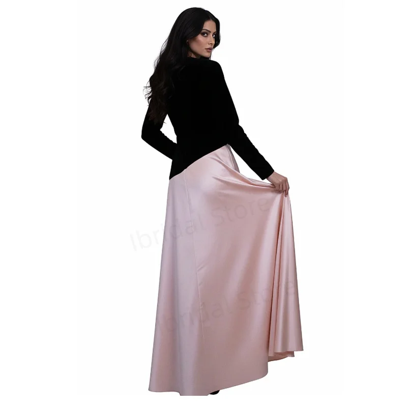 Maßgeschneiderte Abendkleider aus Samt-Satin, langärmeliges A-Linien-Abschlussballkleid, O-Ausschnitt-Korsett, formell فسات Cosa •Мarias Kleider