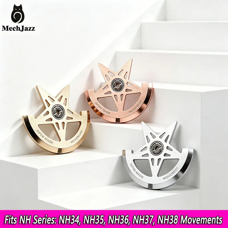 MechJazz Star-shaped Skeleton Rotor for NH34, NH35, NH36, NH37, NH38, 7S26 Movement, Watch Mod Automatic Pendulum Weight