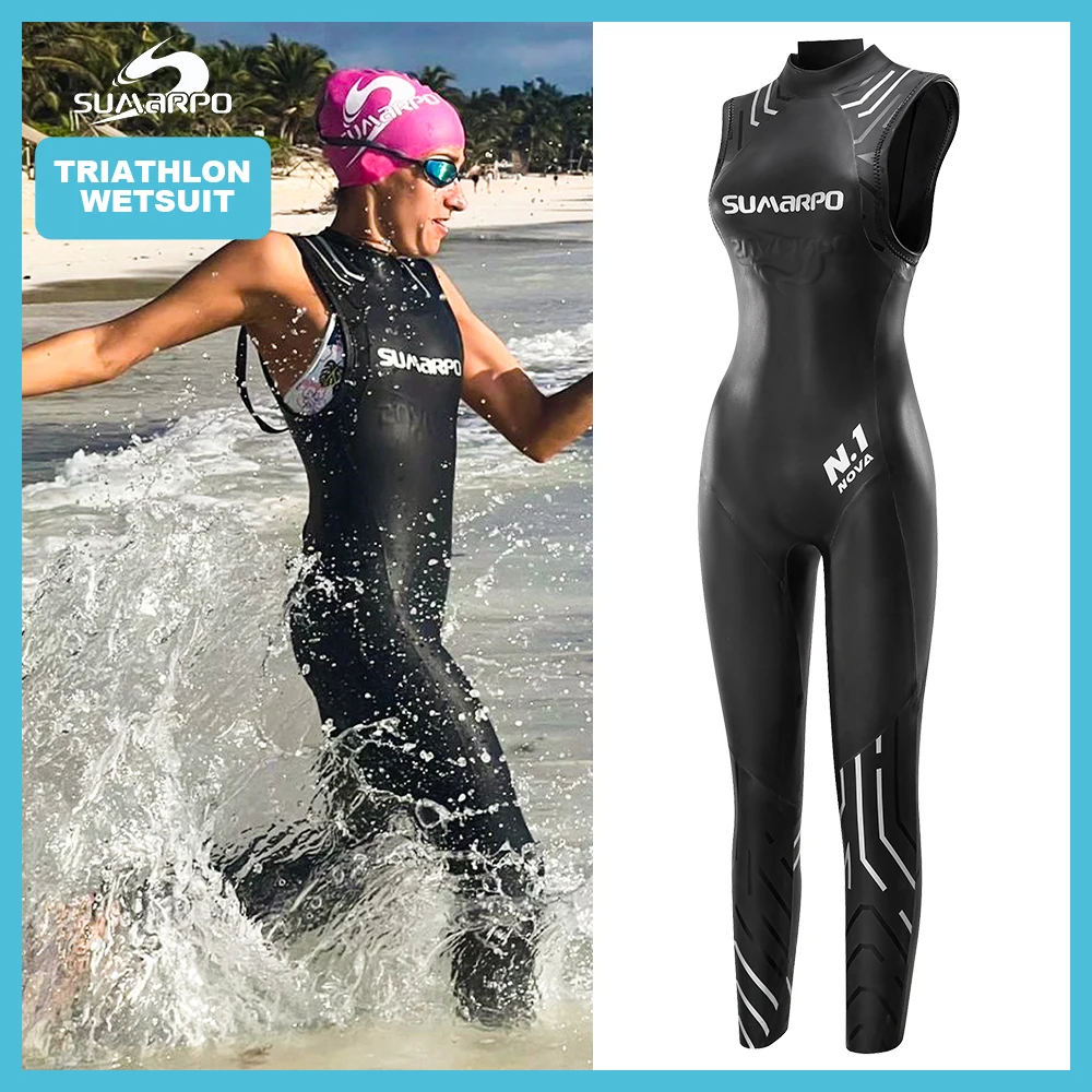 Sumarpo Triathlon Neopren anzüge für Frauen, 3mm Yamamoto Neopren Smooth skin zum Schwimmen im offenen Wasser, Fina genehmigt