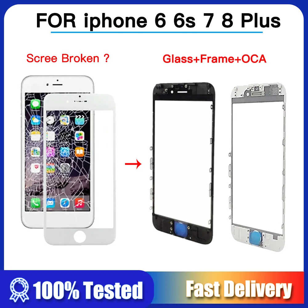 

Outer Glass For iPhone 6 6s 7 8 plus 7p 8p Repair Parts Front Glass Screen Panel Lens +OCA For iPhone 6sp 6p Replacement