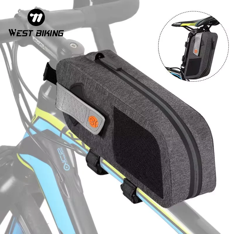 WEST BIKING Bike Saddle Bag Rainproof Multifunctional Front Frame MTB Road Bicycle Bag Reflective Pannier Cycling Accessories