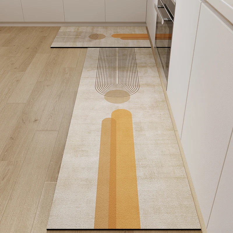 VIKAMA 1/2pcs Wabi-Sabi Style Floor Mat Absorbent Oil-Absorbent Kitchen Floor Mat Bathroom Bathroom Carpet Home Decoration