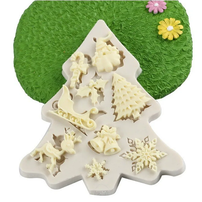 2026 DIY Silicone Christmas Tree Santa Claus Mold Fondant Baking Decoration Tool Chocolate Mold Silicone Mold