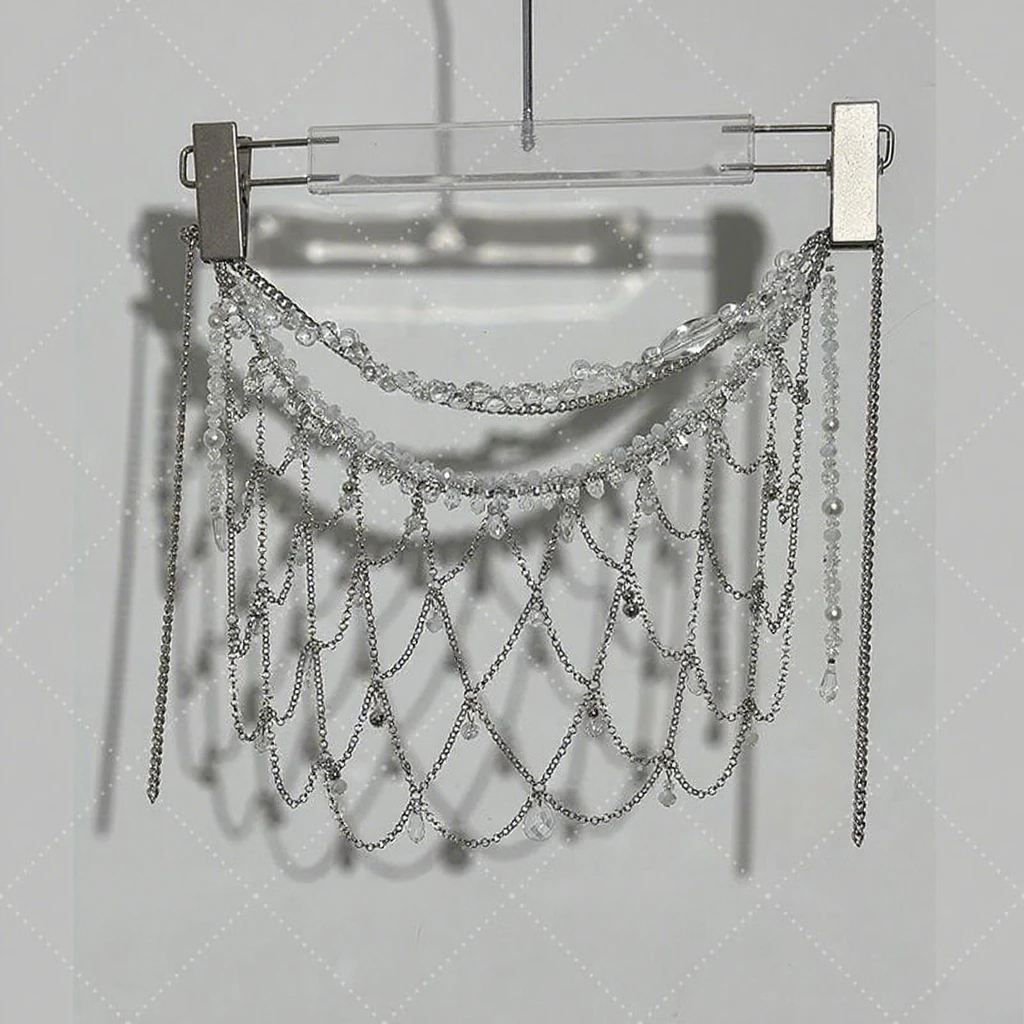 2025 neue schwere Industrie-Körperkette für Damen, sexy, vielseitiger Büsten-Trend, Perlen, hohler Unterwäsche-Rock