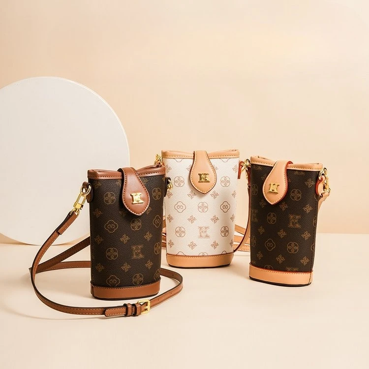 

Monogram Phone Bucket Bag, Women's Classic Commuter Shoulder Purse, Day to Night Crossbody, Casual Sling Bag, Minimalist Leather