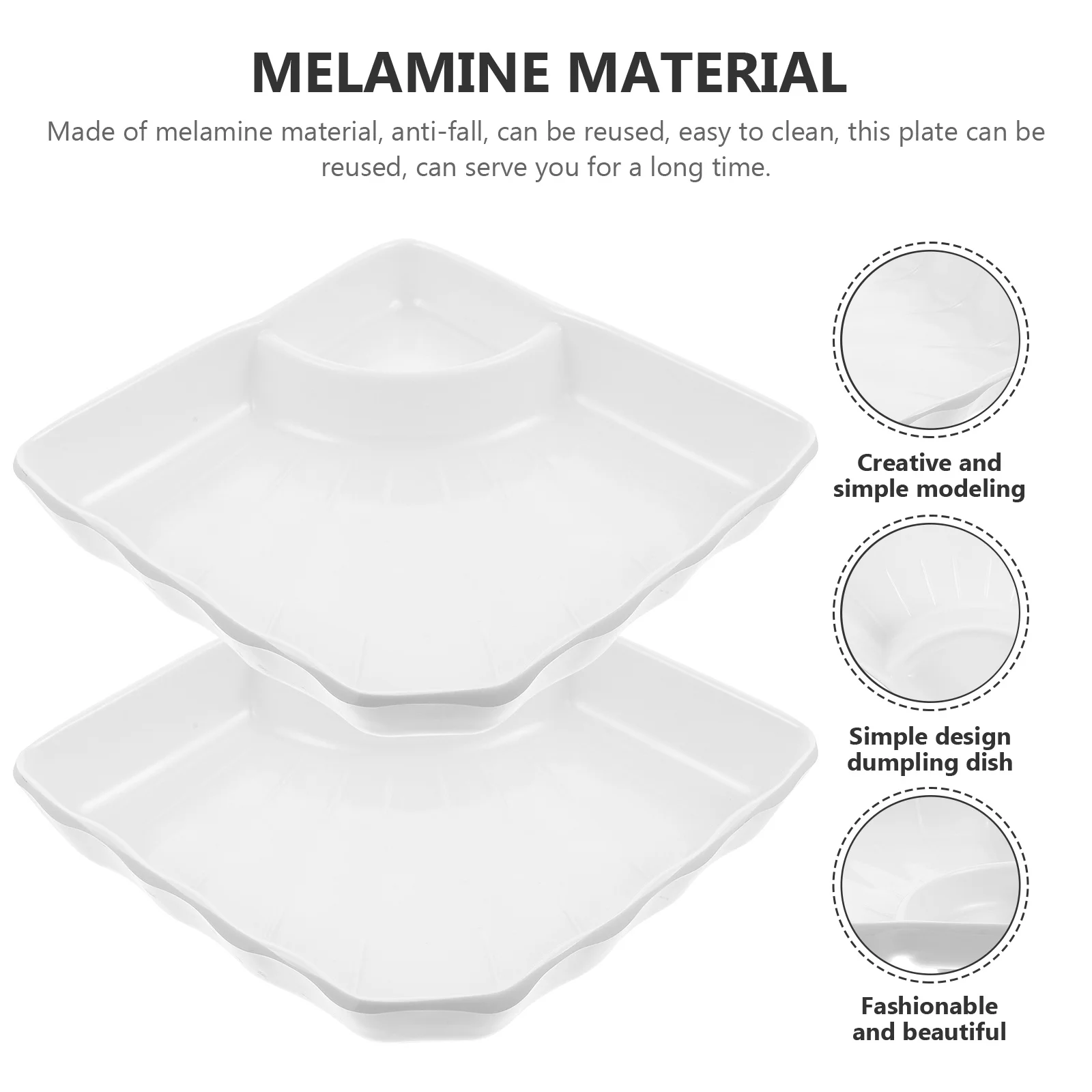 

2pcs Square Dumpling Plates Sauce Compartment For Sushi Burgers Fries Chicken Nuggets Breakfast Dinner Party Buffet Home Kitchen