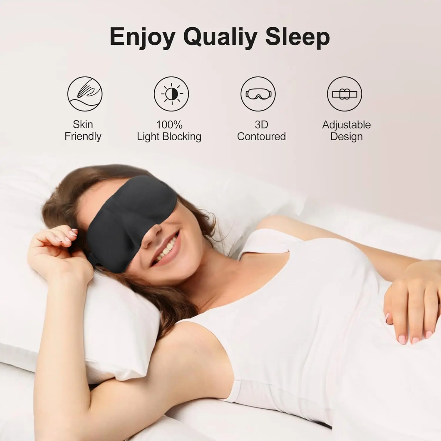 

Sleep Eye Mask for Zero Pressure 3D Light Blocking Patented Design Night Blindfold Shade Cover Travel snoring dormir earplugs