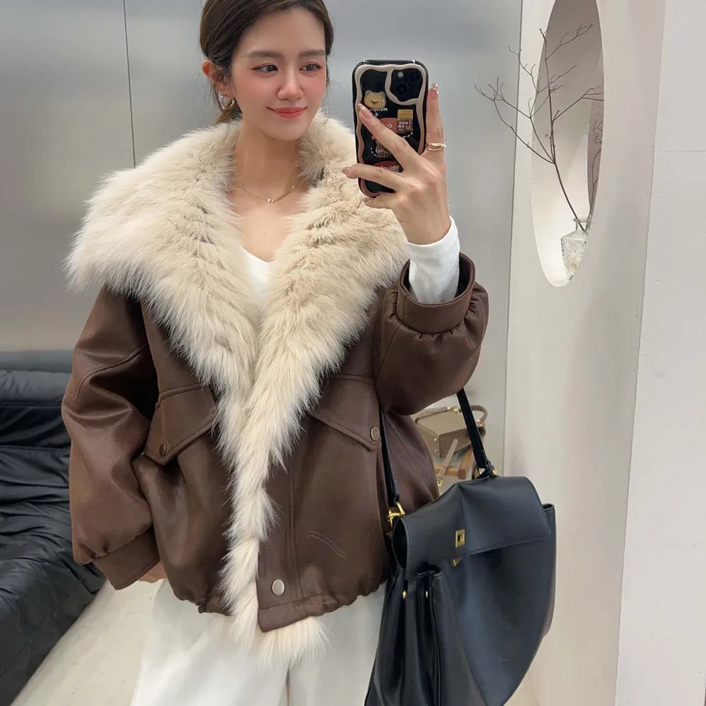 2025 chaud manteau de fourrure femmes automne hiver en vrac épaissir duvet d'oie en peluche coton manteau nouvelles femmes fourrure de renard vêtements d'extérieur