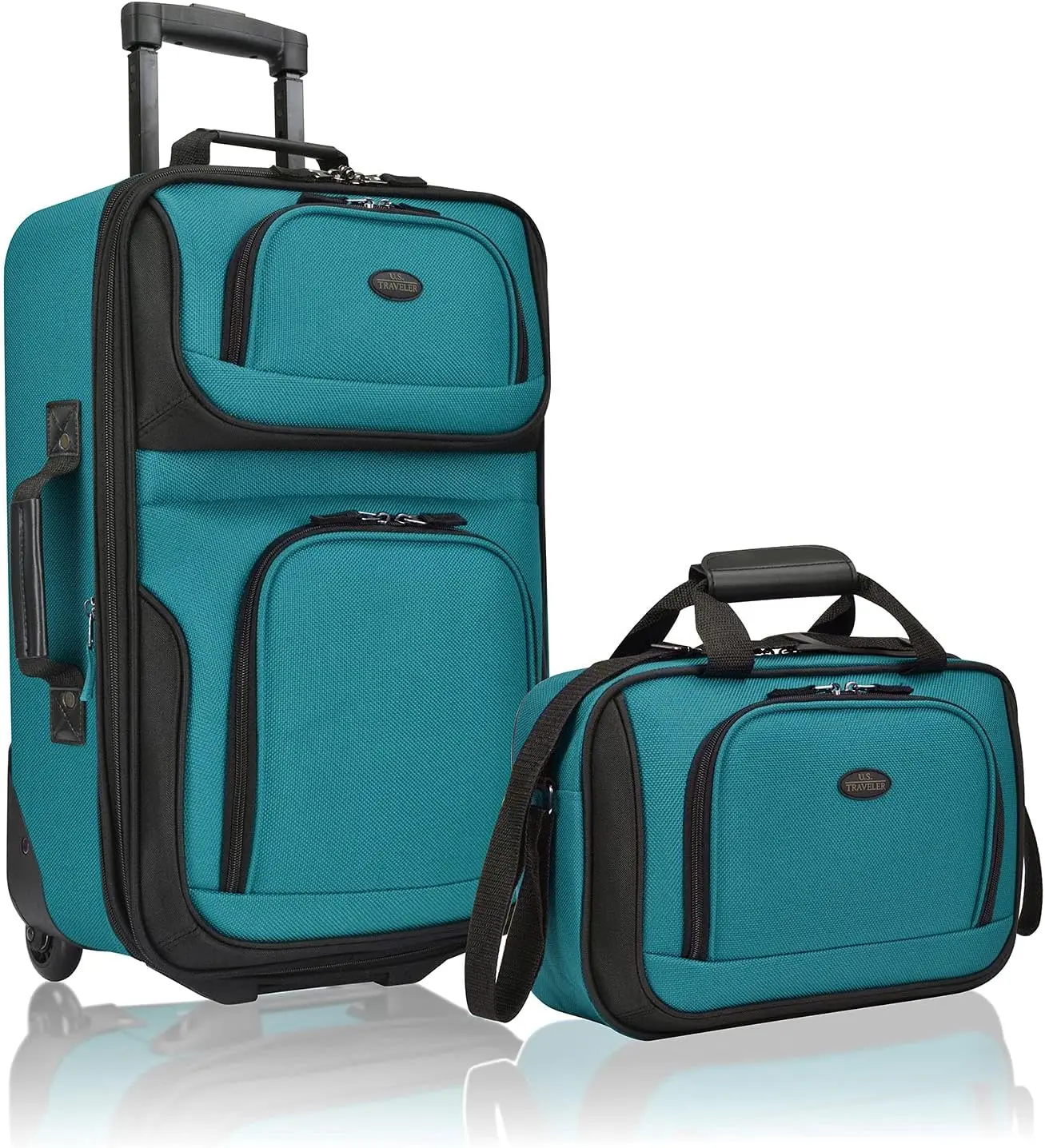 

Lightweight Softside Carry-on Suitcase Set, 2-Wheel, Teal - Expandable, Easy Maneuver