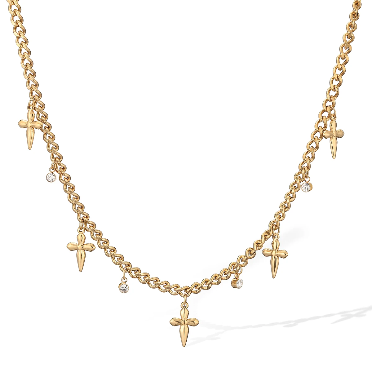 NEWBUY Hot Sale 3 Style Gold Color Stainless Steel Link Chain Choker Necklaces For Women Party Jewelry Gift