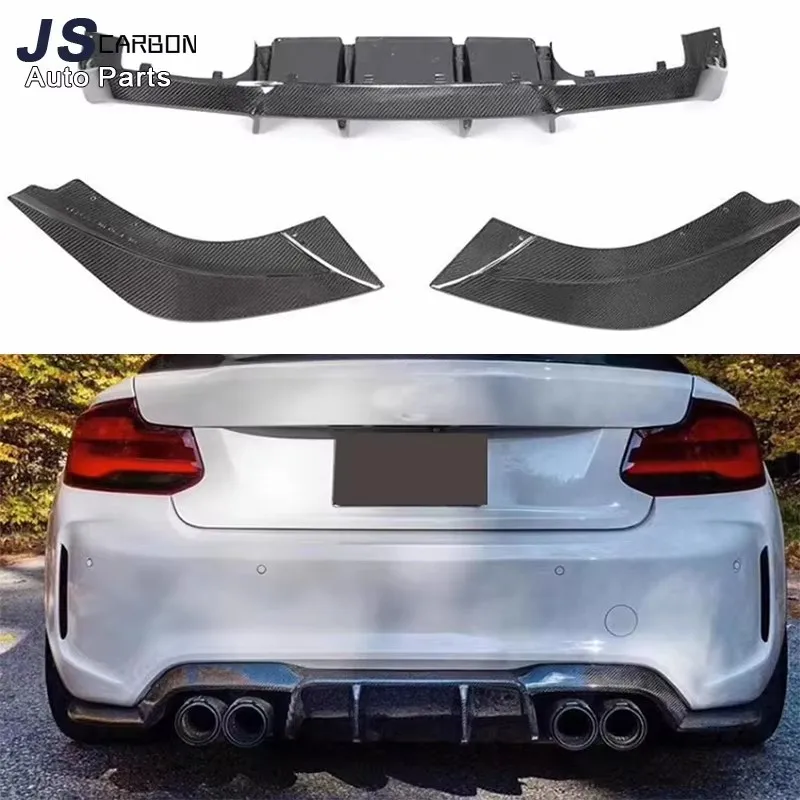 For BMW M2 F87 M2C 2014-2021 V Style Carbon Fiber Diffuser rear bumper Rear Lip Diffuser Back Bumper Spoiler Upgrade body kit