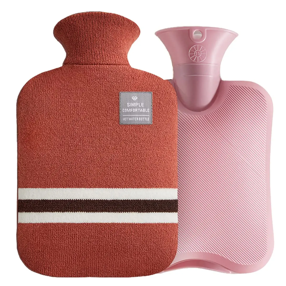 

Hot Water Bottle with Knitted Cover,Premium Rubber Hot Water Bottle 2L Hot Water Bag Great for Pain Relief,Hot and Cold Therapy