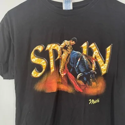 تي شيرت كلاسيكي لمصارعة الثيران مدريد إسبانيا 100% قطن تي شيرت التراث الثقافي لعشاق الاسبان ومتجمع الملابس الرجعية