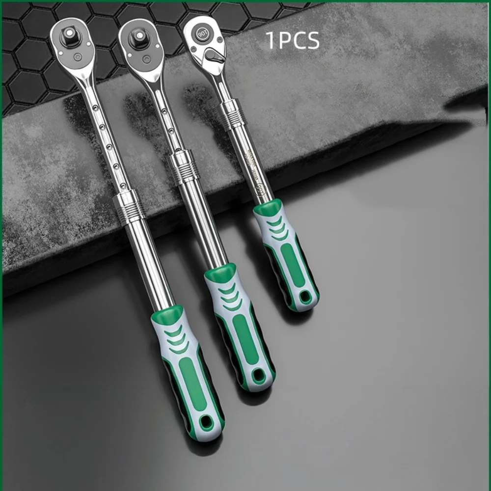 90 Tooth Telescopic Ratchet Wrench, 8-Gear Extendable Socket Wrench, Quick Release Reversible Ratchet Handle for Auto Repair