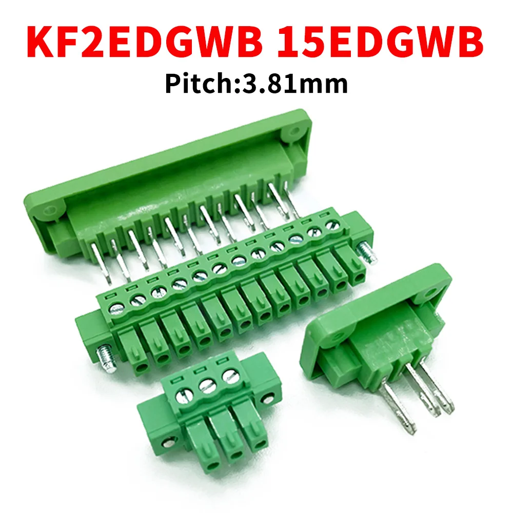 (5/10PCS) KF2EDGWB-3.81mm Pitch Plug Through Wall Fixed Wiring 15EDGWB 15EDGKM 3.81 Complete Set with Flange 2-24Pin